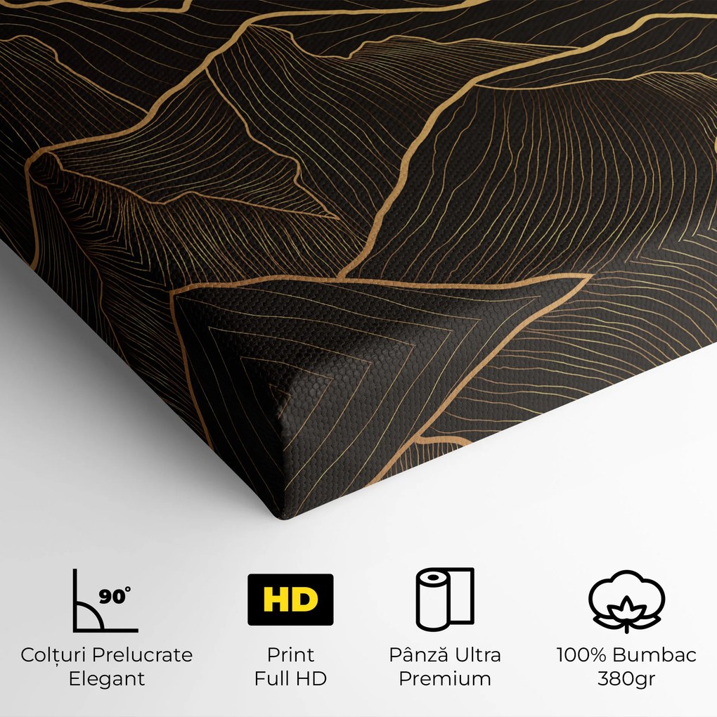 Tablou Canvas, 100x200cm, Dormitor si Living, Peisaje, Munti, Black Gold Mountains
