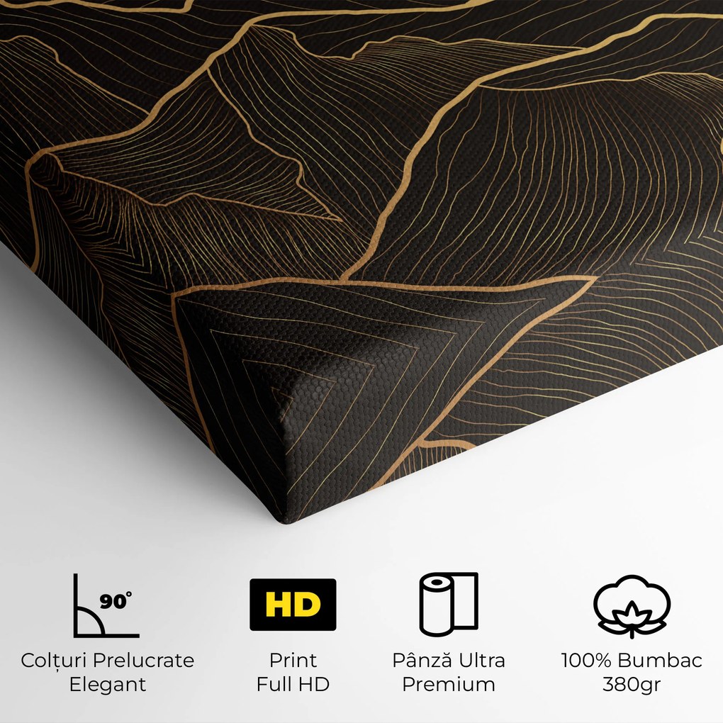 Tablou Canvas, 40x80cm, Dormitor si Living, Peisaje, Munti, Black Gold Mountains