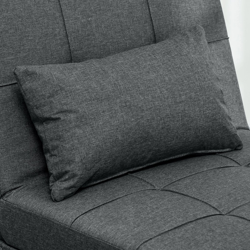 HOMCOM Fotoliu Pat de O Persoană Fotoliu Rabatabil 4-în-1, Gri | Aosom Romania