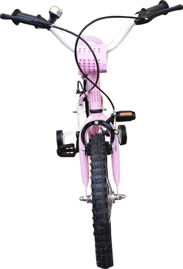 Bicicleta pentru copii NOVOKIDS™ Crystal Bike, Roti 16" inch, Maxim 35 kg, Cadru din otel, Roti ajutatoare, Ghidon si sa reglabile pe inaltime, Roz