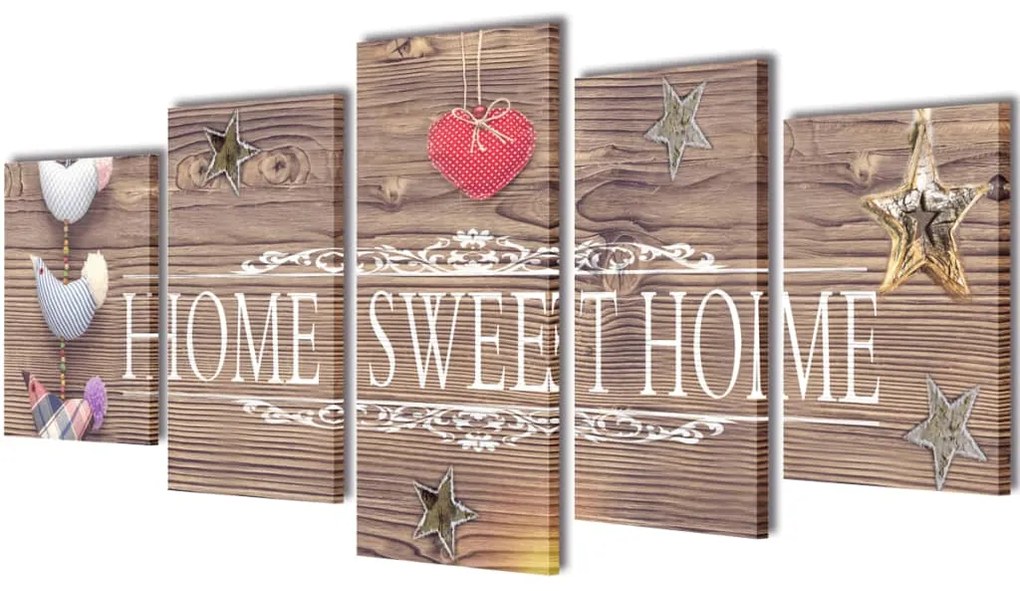Set tablouri din pânză cu imprimeu Home Sweet Home, 100 x 50 cm