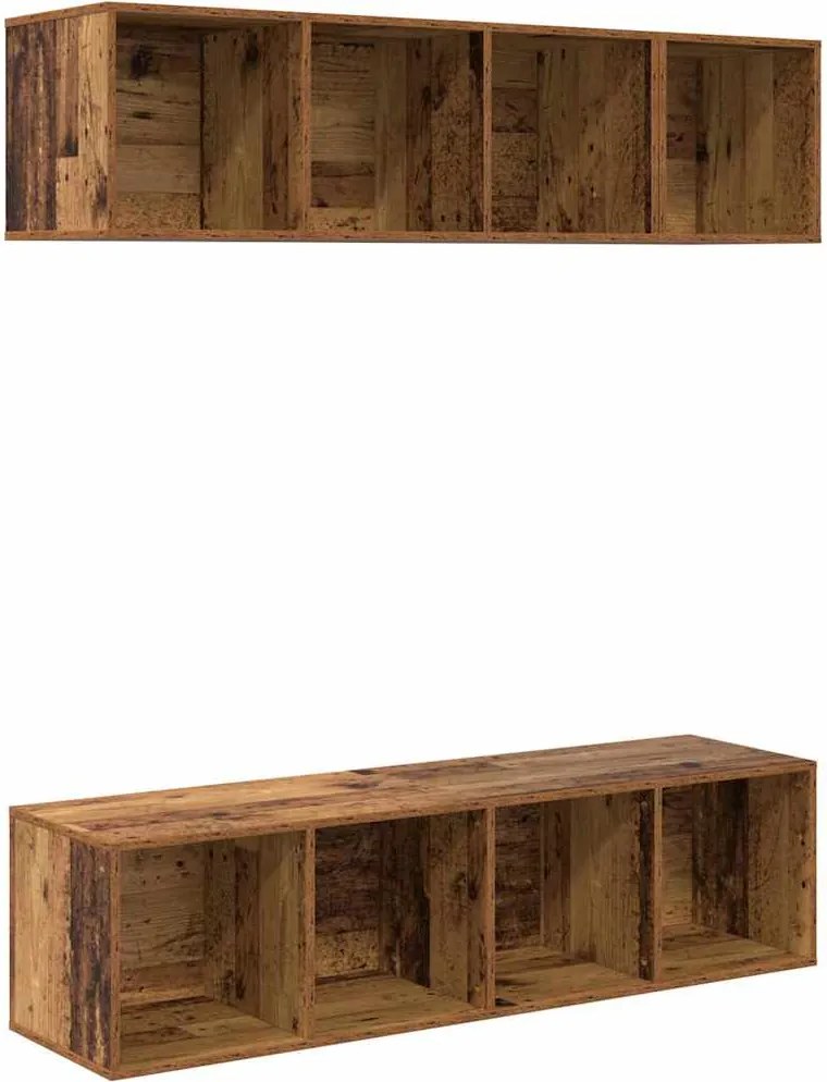 vidaXL Set comodă TV Pe perete 3 pcs Lemn Vechi Lemn compozit