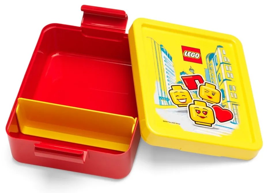 Cutie pentru gustare cu capac galben LEGO® Iconic, roşu