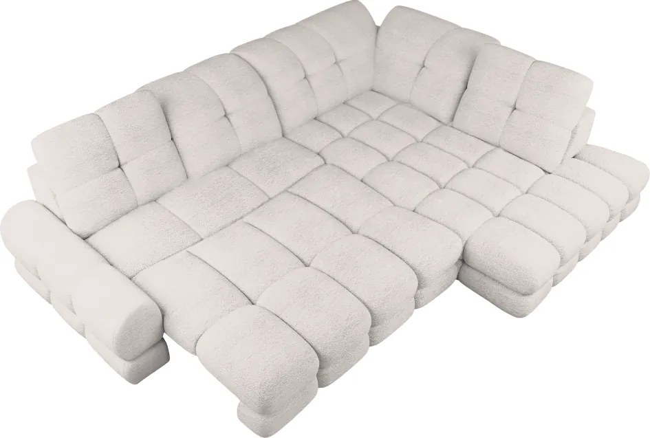Set canapea extensibilă cu funcţie de extensie electrică, crem, pe dreapta, TOLLO L ROH
