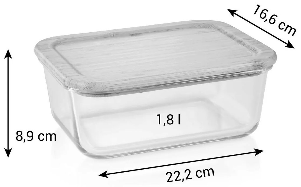 Tescoma Borcan de sticlă ONLINE 1,8 l,dreptunghiular
