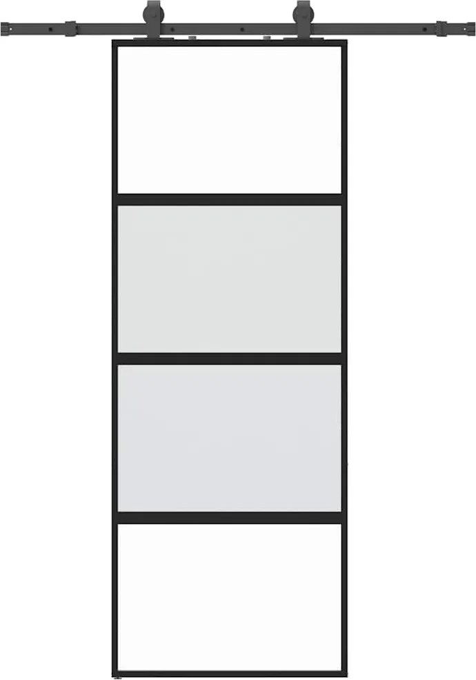 vidaXL Ușă glisantă cu set feronerie neagră 76x205cm sticlă securizată