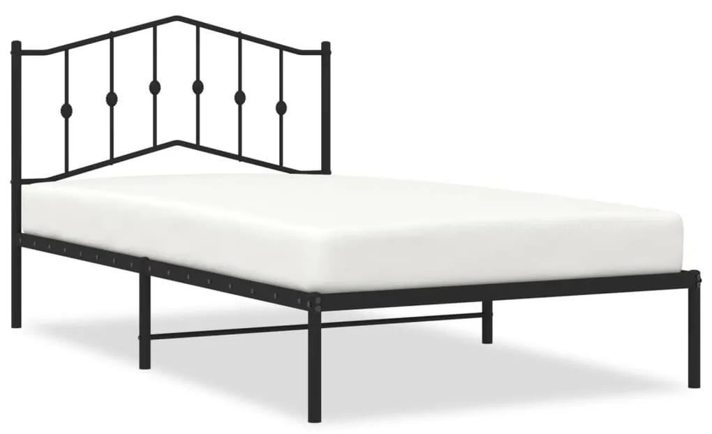 373785 vidaXL Cadru de pat din metal cu tăblie, negru, 107x203 cm