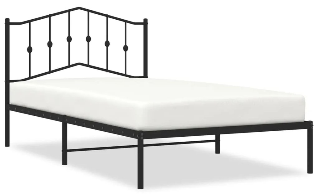 373785 vidaXL Cadru de pat din metal cu tăblie, negru, 107x203 cm