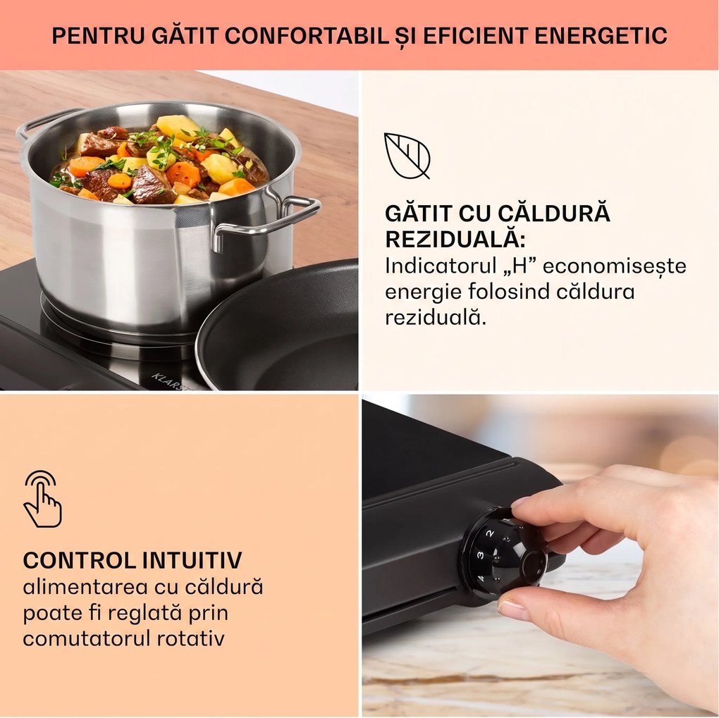 Klarstein Cookbuddy, plită dublă, 2400 W, 5 niveluri de putere, vitroceramică