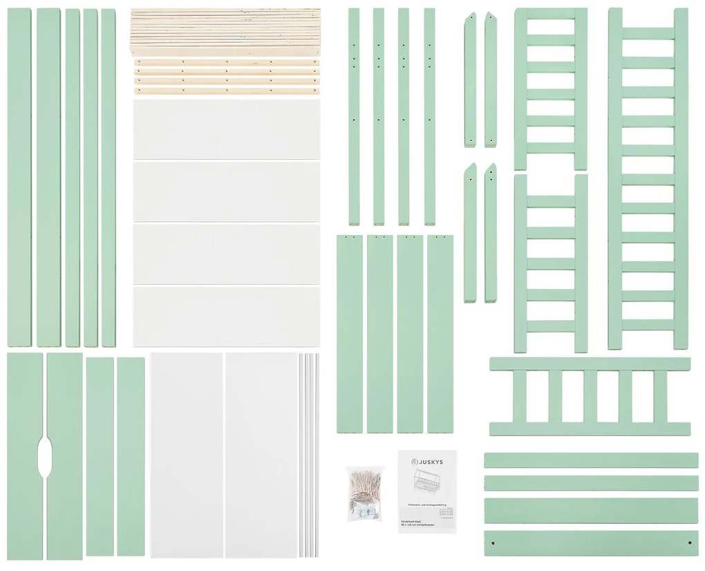 Patut Marli 90 x 200 cm cu 2 sertare si grilaj cu lamele - mentol