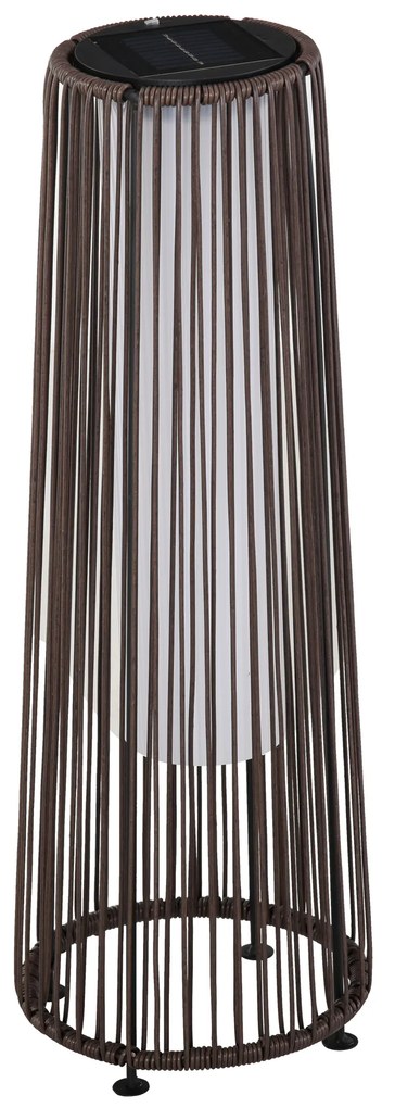 Outsunny Lanternă Solară de Grădină cu Panou de Încărcare, Lampă solară de Exterior din Metal și Ratan, Ø21.5x61 cm, Maro | Aosom Romania