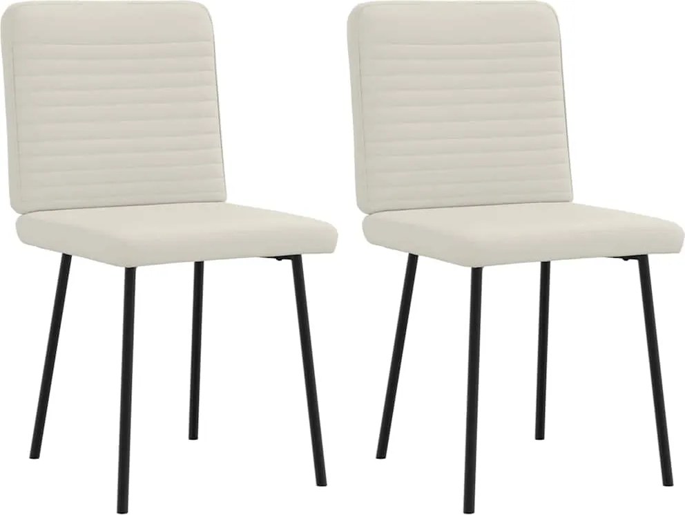 vidaXL Scaune de bucătărie, 2 buc., crem, catifea