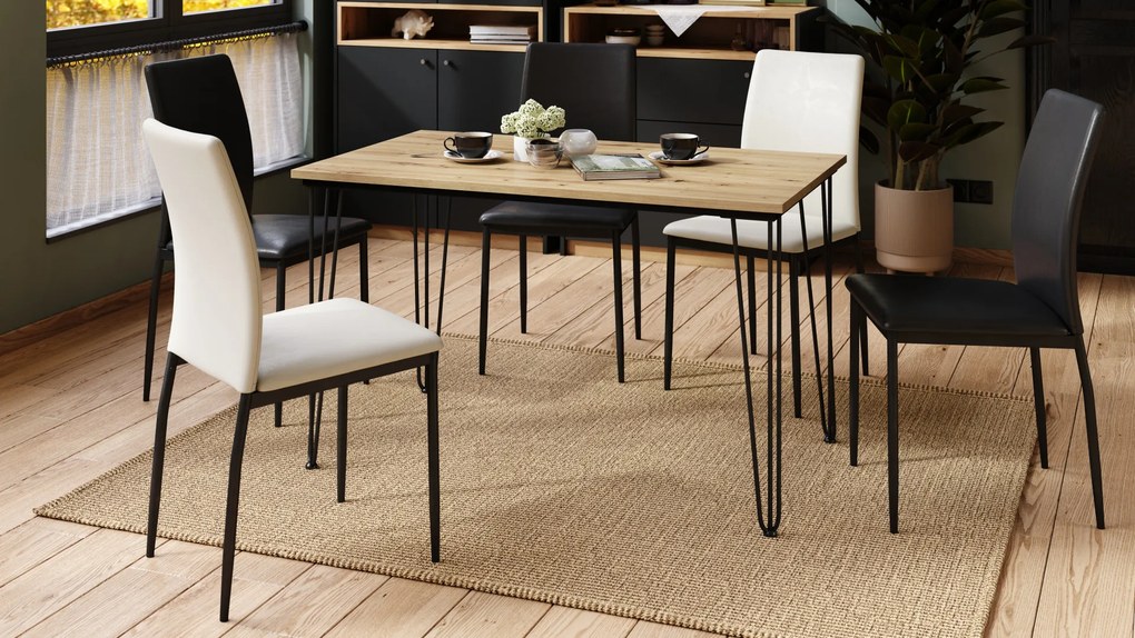 Mazzoni HAIRPIN S-120 Stejar Artisan - MASĂ LOFT PENTRU BUCĂTĂRIA SUFRAGERIE LIVING