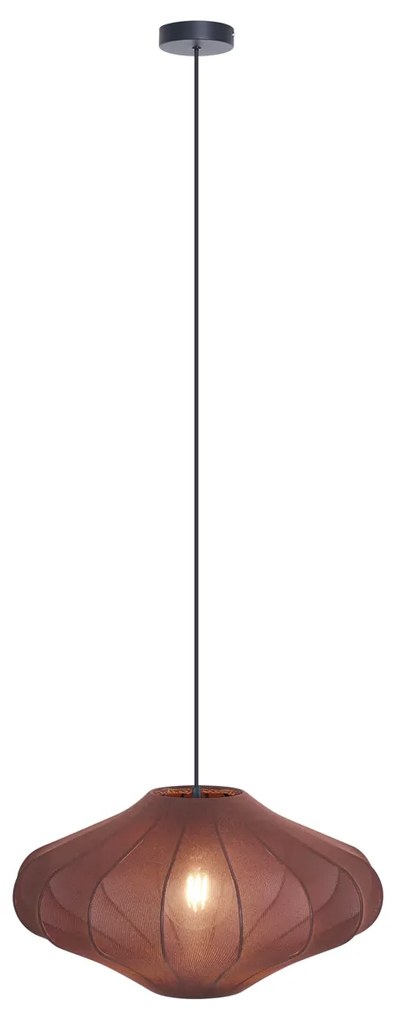 Lampă suspendată Japandi maro cu abajur din material textil 50cm - Plu