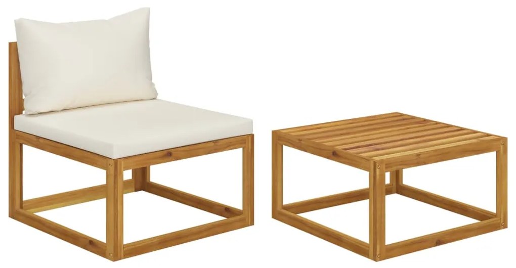 vidaXL Set canapea de grădină cu perne, 2 piese, lemn masiv de acacia