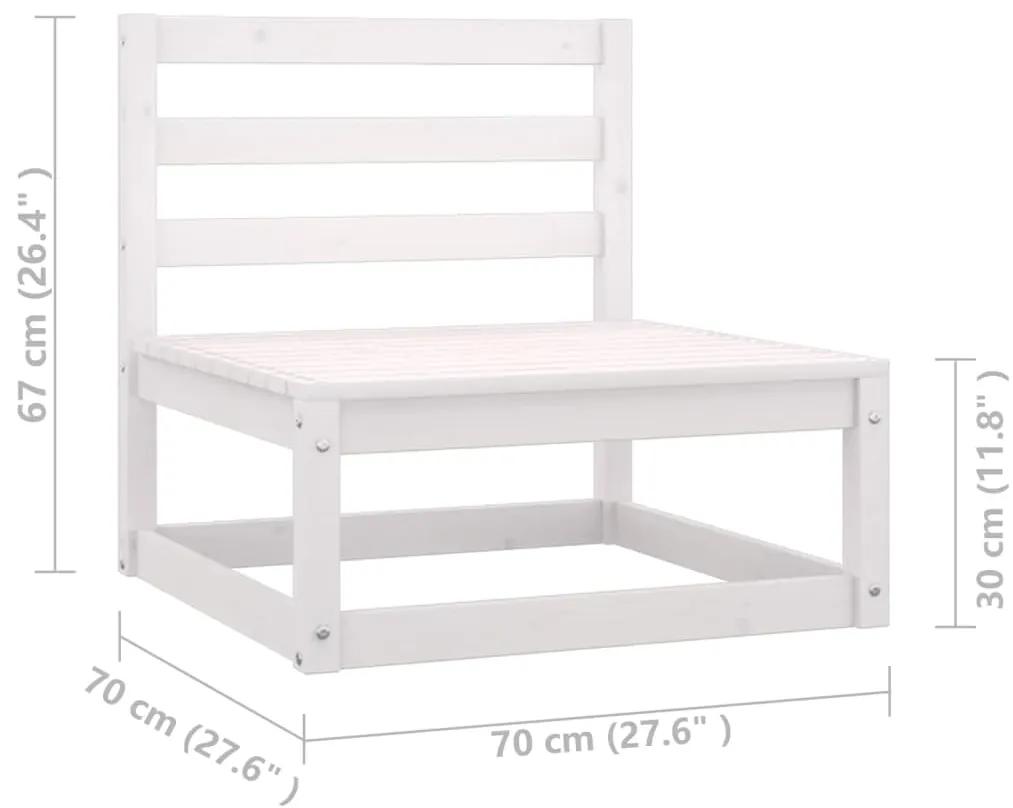 Set mobilier de gradina cu perne, 8 piese, alb, lemn masiv pin Alb, 1