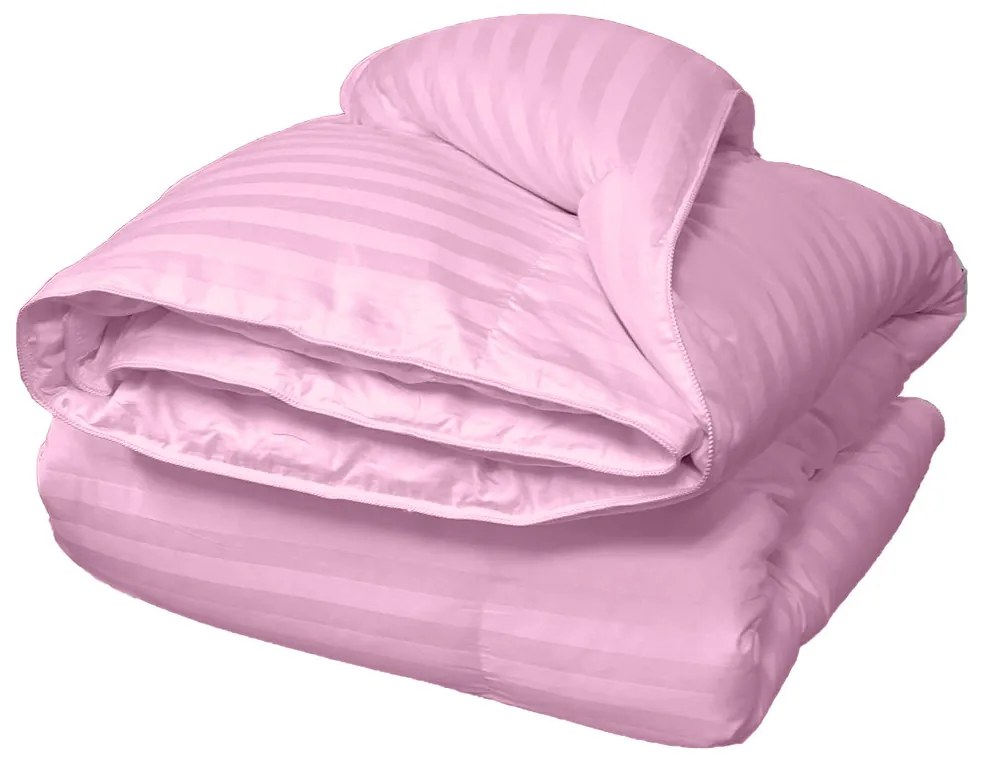 Pilota matlasata cu umplutura lana si invelis din damasc pentru iarna, 400 g mp, Roz, 140x210 cm