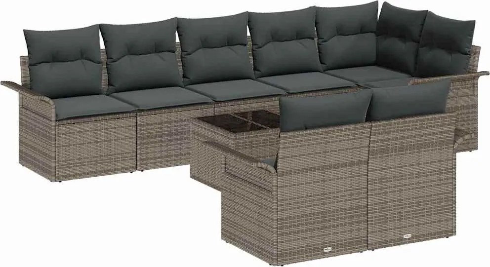 vidaXL Set de canapele pentru grădină 9 pcs Gri poliratan