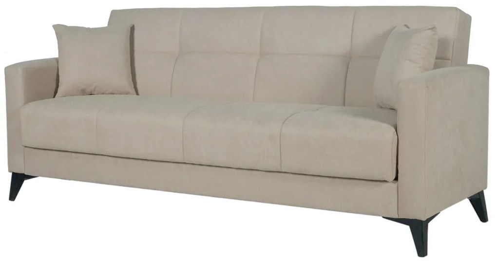 Canapea extensibila Fabio, 3 locuri, 215x82x92 cm, lada depozitare, Bej