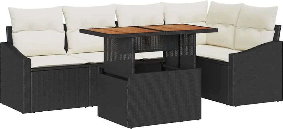 vidaXL Set de masă pentru grădină cu pernă 6 pcs Negru și Crem