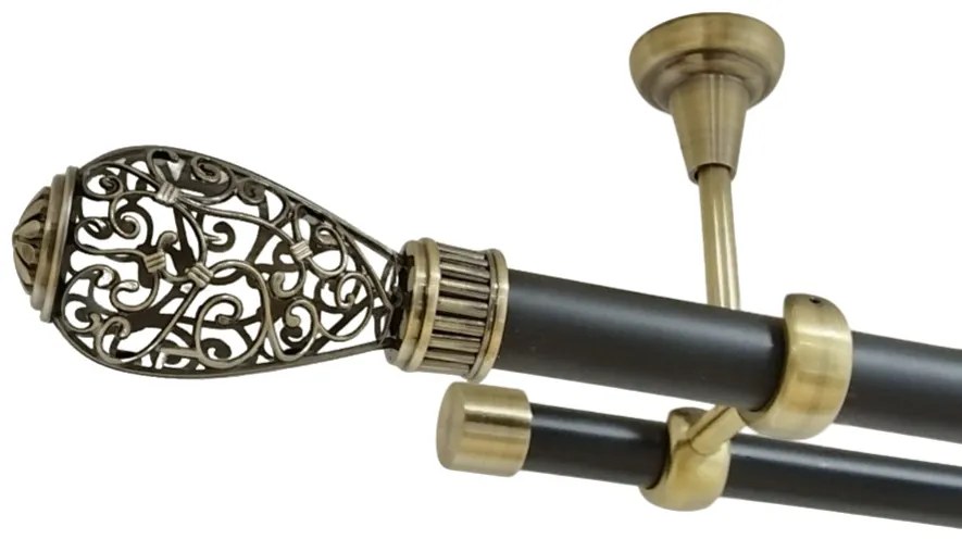 Galerie tavan fara inele ABOVE - 25/19 - negru/aur antic (Alege marime: 120 cm)