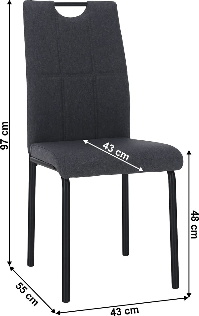 Scaun de sufragerie, gri/metal, JONKA