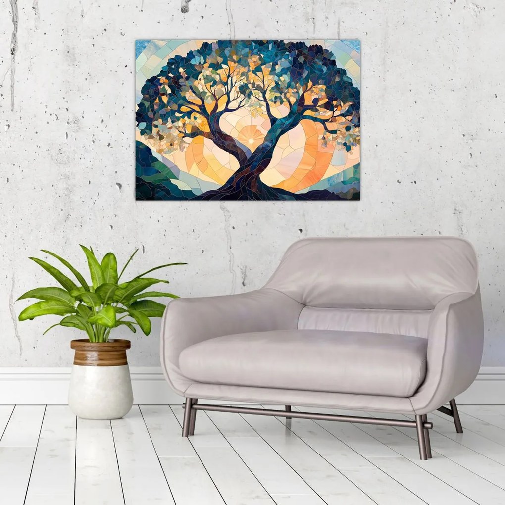Tablou – Mozaic – soare și arbore II. (70x50 cm)