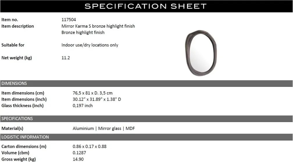 Oglinda decorativa design LUX Karma S 76,5x81cm