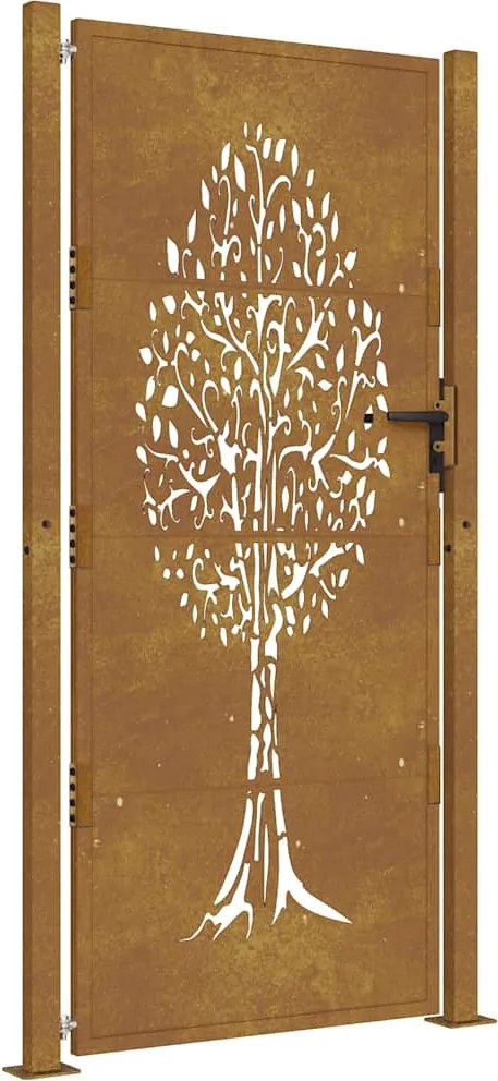vidaXL Poartă de grădină 100x175 cm, oțel corten, design copac