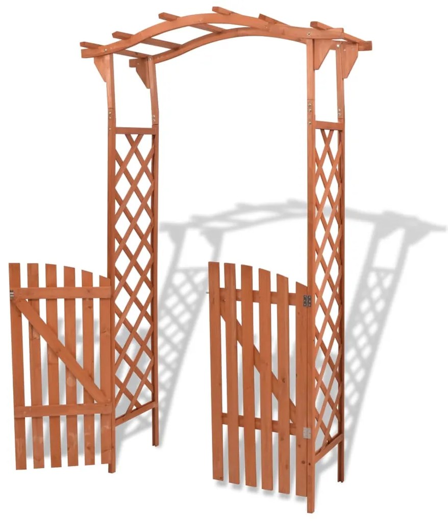 Pergola de gradina cu portita, lemn masiv, 120 x 60 x 205 cm 1, Maro