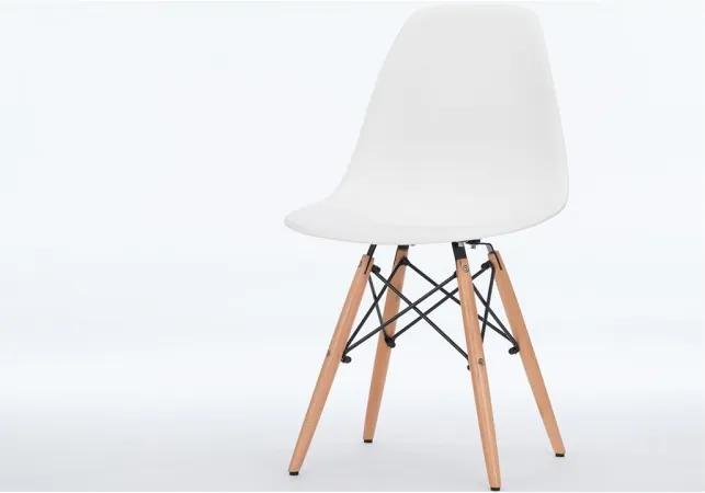 Set 2 scaune din plastic si lemn Enzo Alb, l46xA42xH83 cm