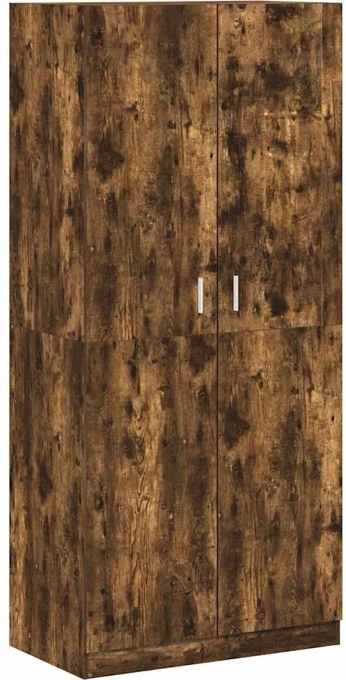vidaXL Șifonier, stejar fumuriu, 90x52x200 cm, lemn prelucrat