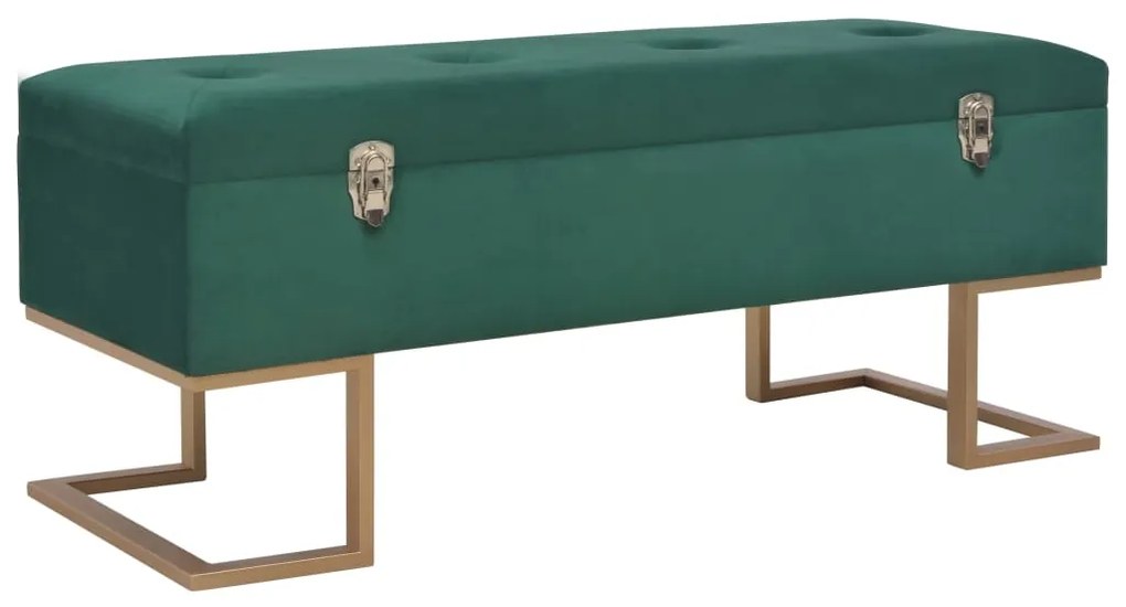 247570 vidaXL Banchetă cu un compartiment de depozitare verde 105 cm catifea