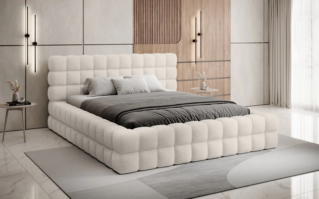 Pat lemn masiv Tapitat Tetrix Personalizabil 140/160/180x200cm - 180x200, Touch 100
