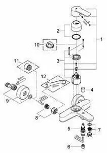 Baterie cada - dus Grohe Eurostyle Cosmopolitan crom lucios