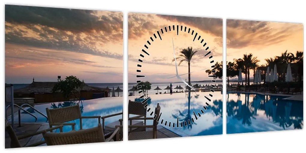 Tablou - Stațiune la mare (cu ceas) (90x30 cm)