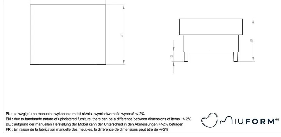 Taburet gri deschis Simon – Miuform