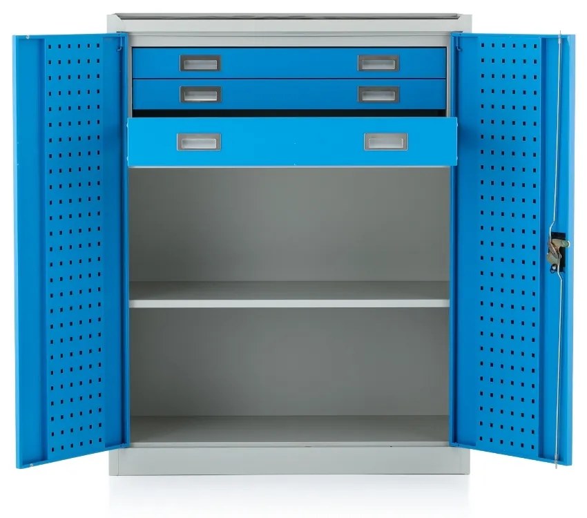 Cutie de scule metalica, 92 x 50 x 117 cm, incuietoare cu cilindru, albastru - ral 5012