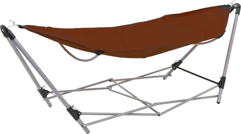 vidaXL Hamac cu suport pliabil, maro