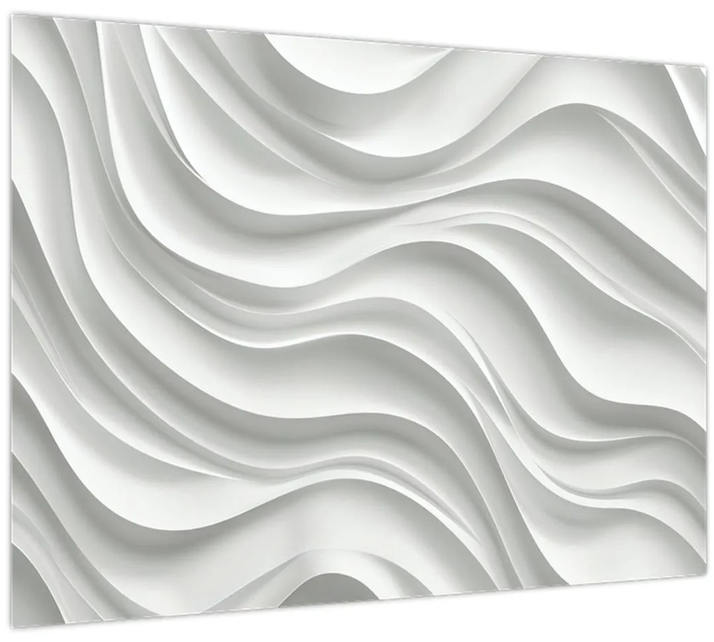 Tablou pe sticlă - Valuri Albe 3D (70x50 cm)