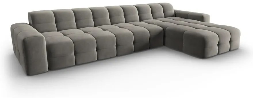 Colțar gri cu tapițerie din catifea (pe partea dreaptă) Kendal – Micadoni Home