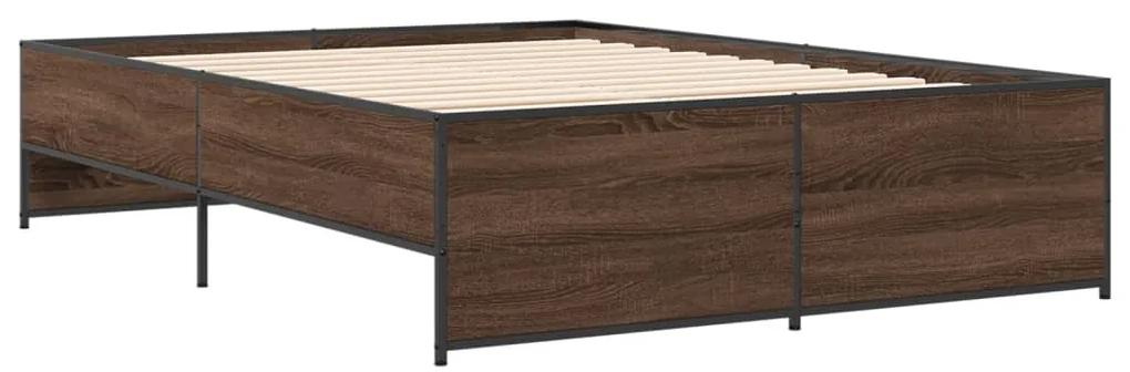 3279896 vidaXL Cadru de pat, stejar maro, 120x200 cm, lemn prelucrat și metal