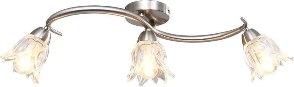 vidaXL Lustră, abajururi de sticlă transparentă, 3 becuri E14, lalea