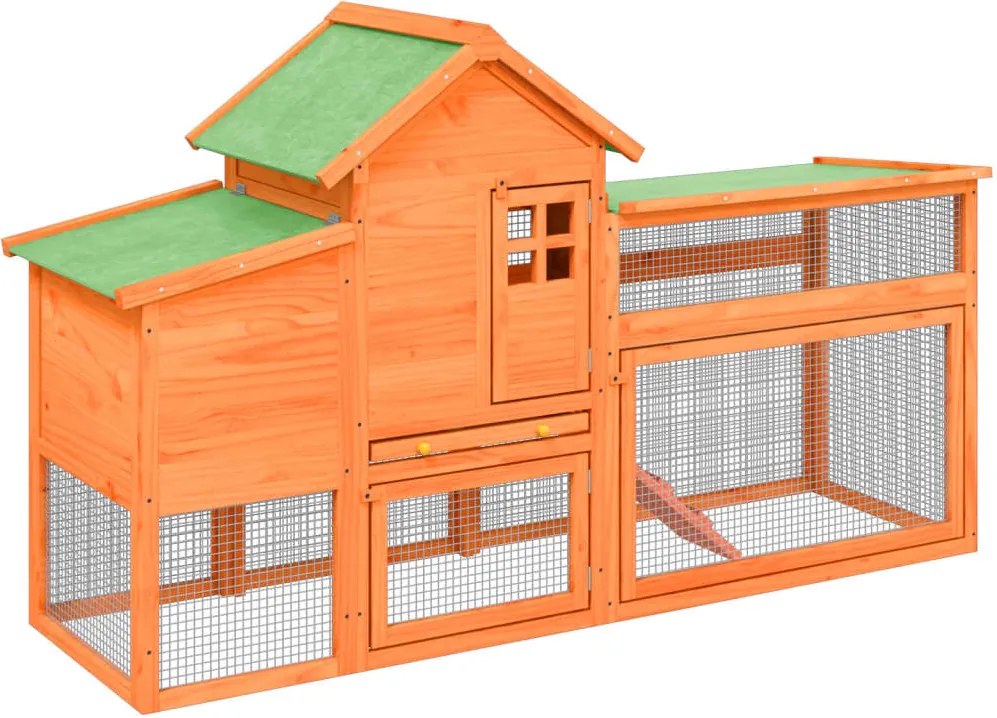 vidaXL Coteț de găini, maro, 186,5x58,5x113 cm, lemn masiv de pin