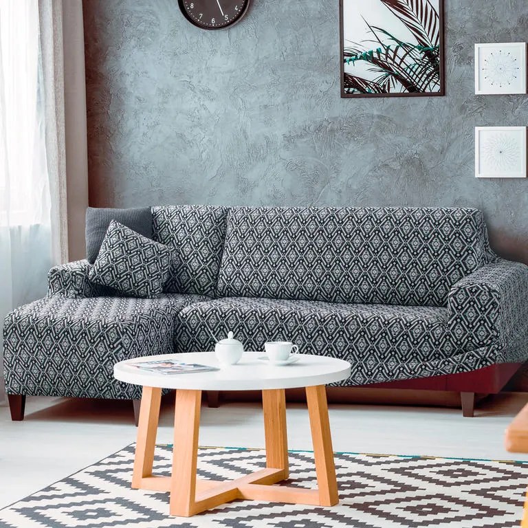 Huse monoelastice alb-negru ZUMA fotoliu (l. 70 - 110 cm)