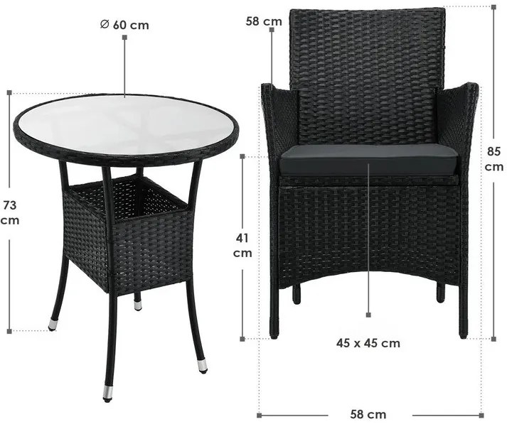 Jusky Set balcon Bayamo - perne negre + gri