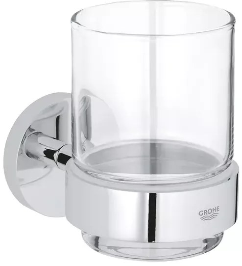 Suport periute de dinti Grohe Essentials crom lucios - sticla transparenta