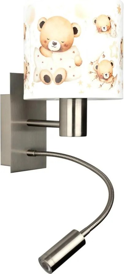Brilagi - Lampă LED flexibilă BOBO 1xE27/25W/230V + LED/3W, finisaj cromat/alb/cu imprimeu ursuleți