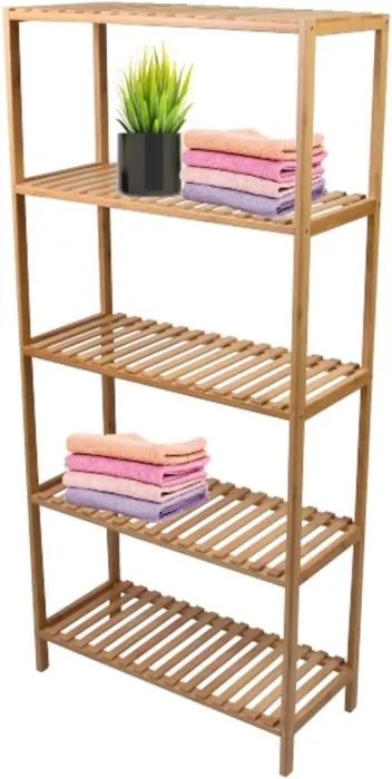 Raft din bambus, 5 rafturi, 60 x 26 x 130 cm