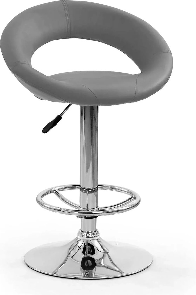 Scaun bar H15, gri/crom, piele ecologica/otel, 54x46x80/102 cm